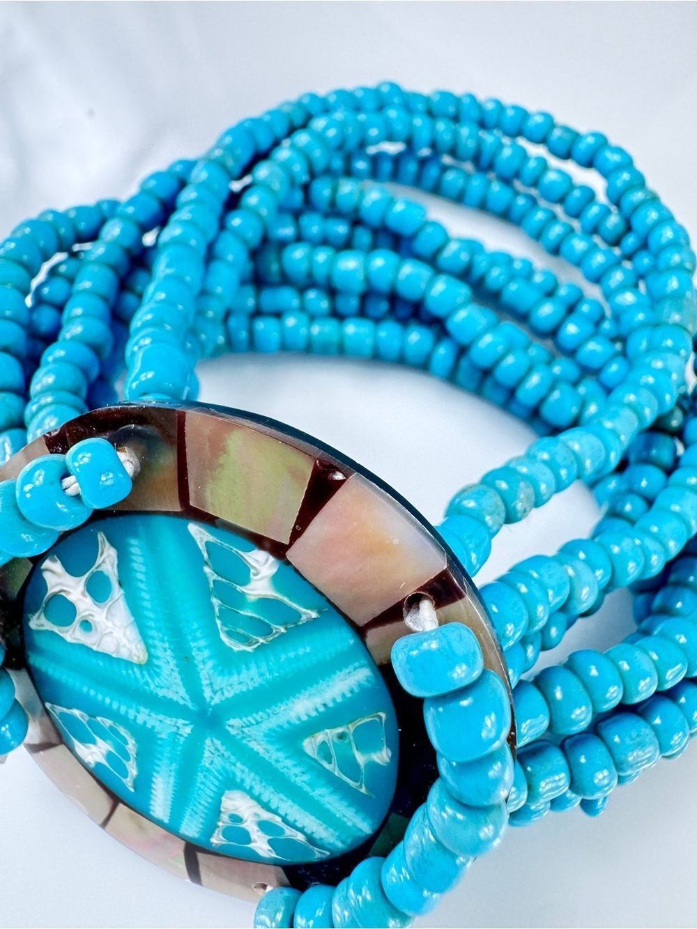 Mother Of Pearl Beaded Statement Stretch Bracelet